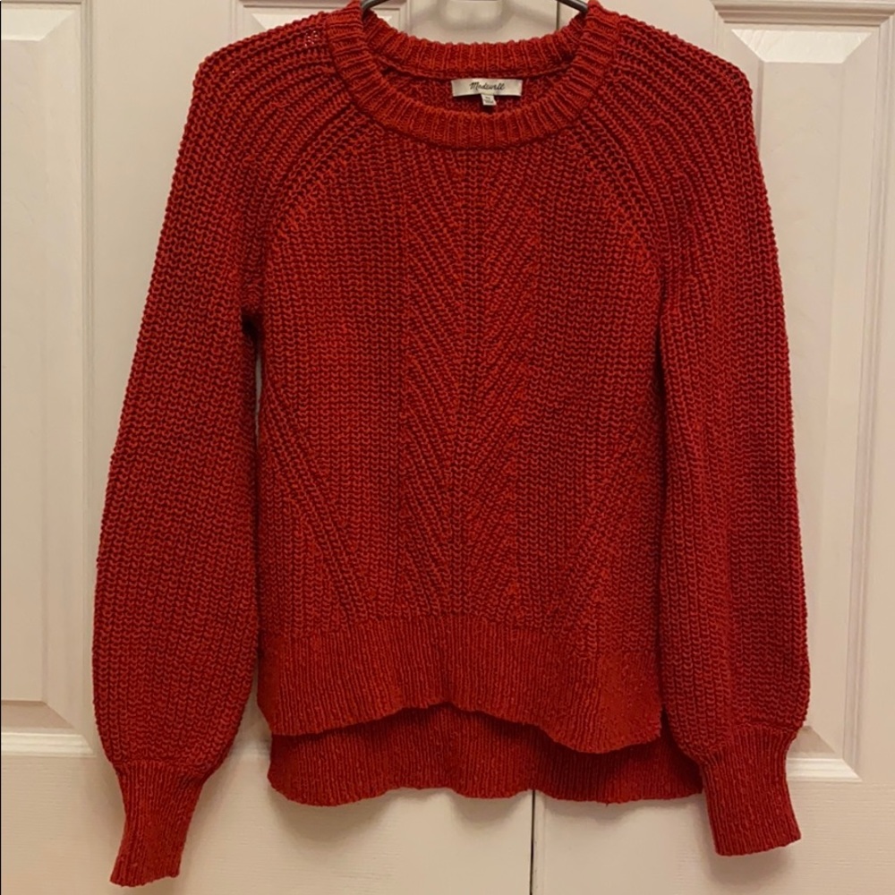 Madewell Balloon-Sleeve Pullover Sweater/ Red/ XS